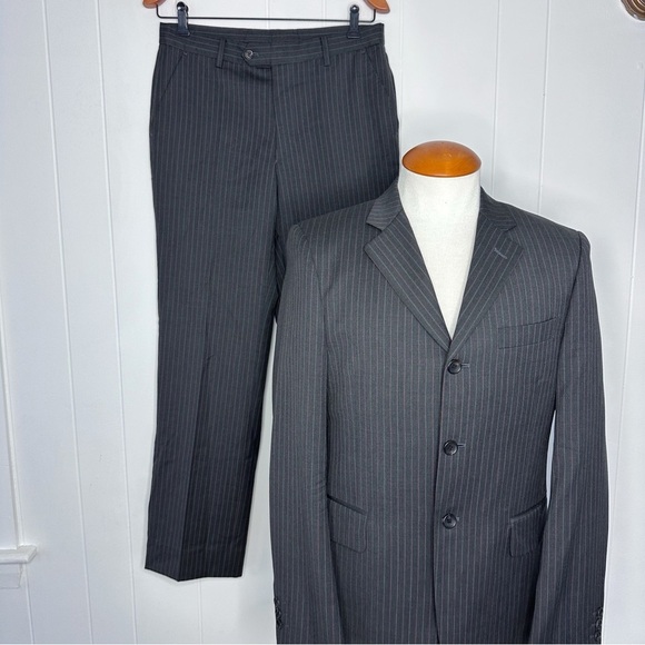 Paul Smith X R. Newbold Red & Gold Striped Gray Suit - Picture 1 of 12